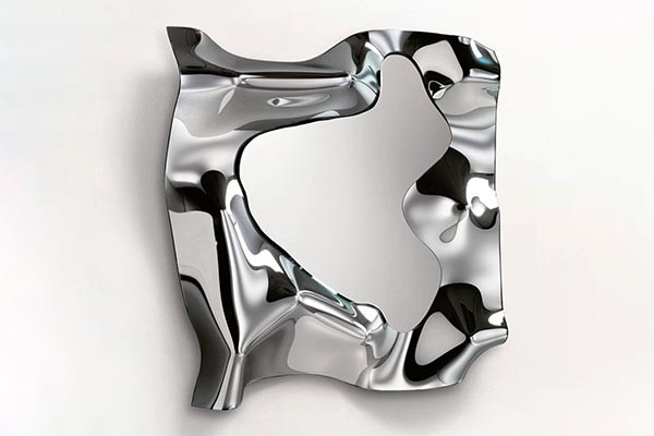 Custom Abstract Stainless Steel Mirror Wall Sculpture – Modern Organic Art Installation  Custom Abstract Stainless Steel Mirror Wall Sculpture – Modern Organic Art Installation